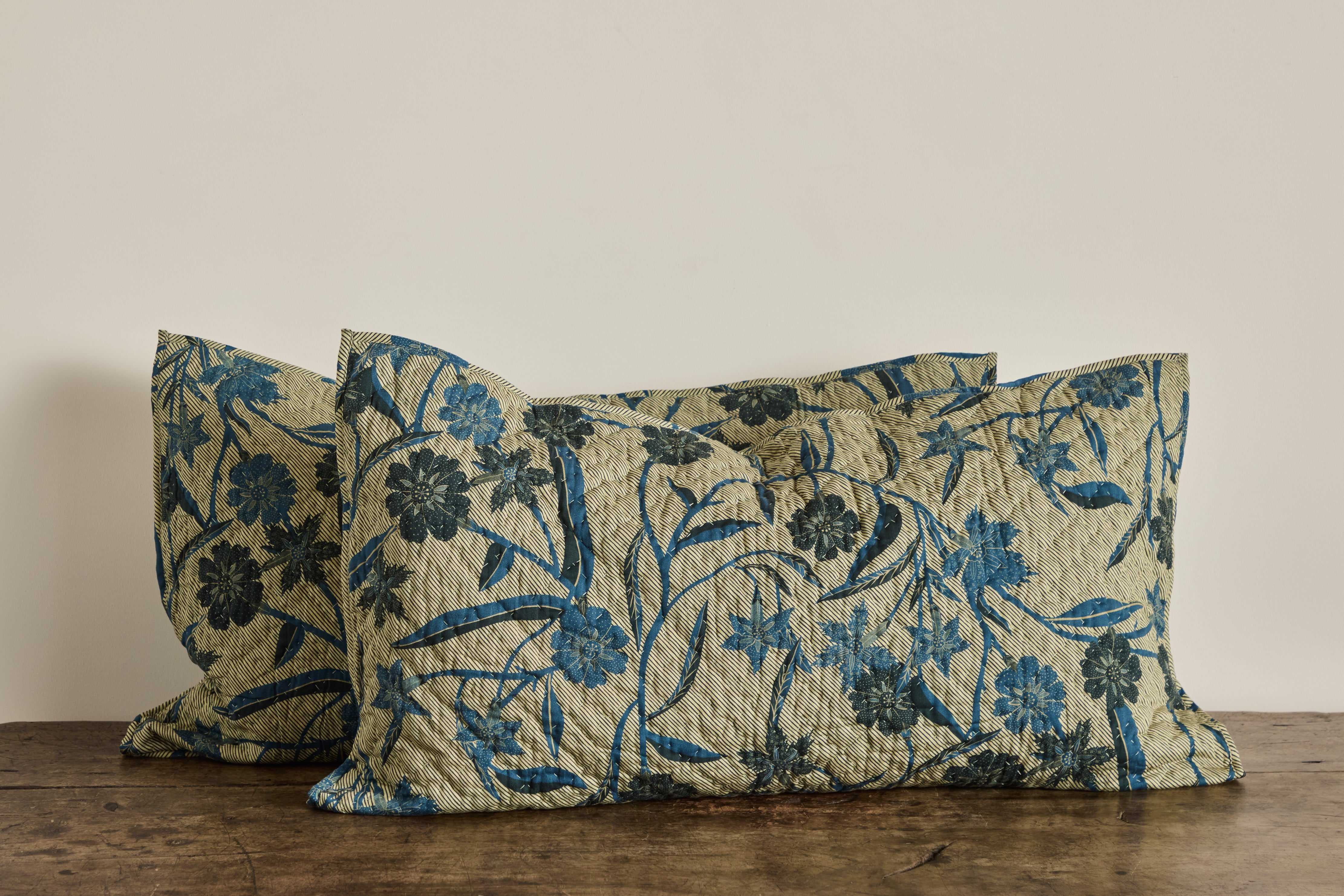 Floral Hash Stripe Shams, Set Of 2