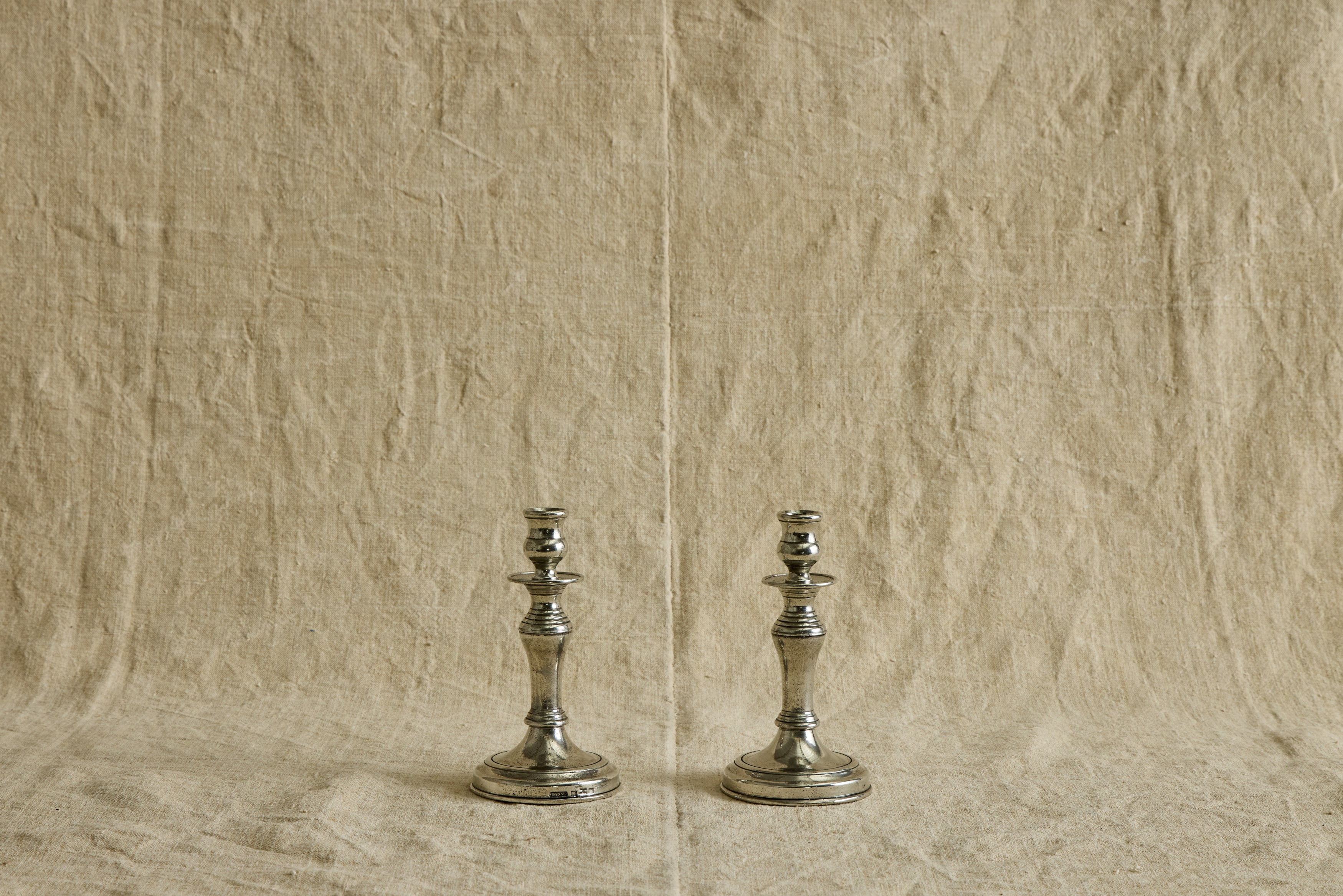 Italian Pewter Candlestick Holder
