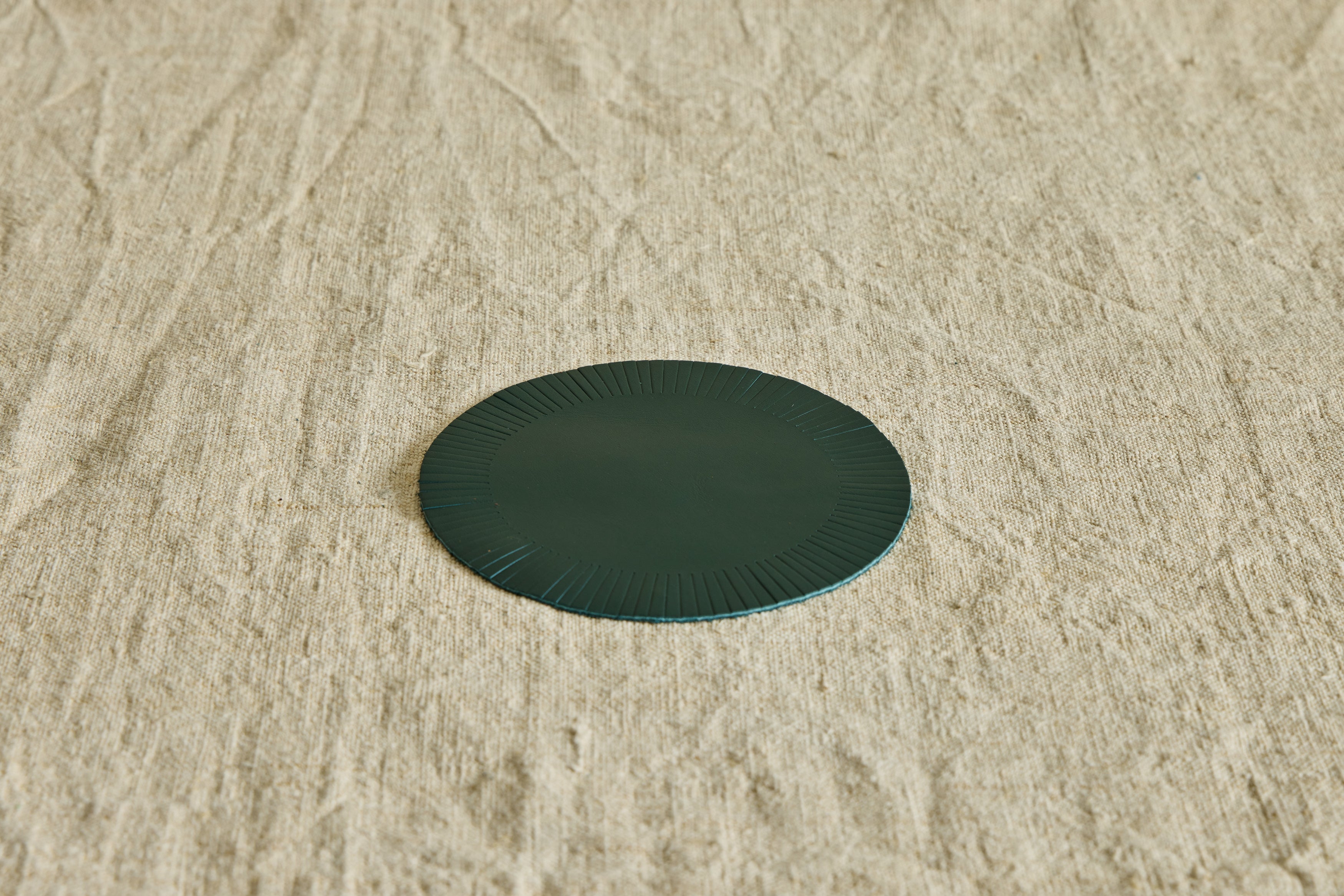Fringe Leather Coasters in Forest, Set of 4