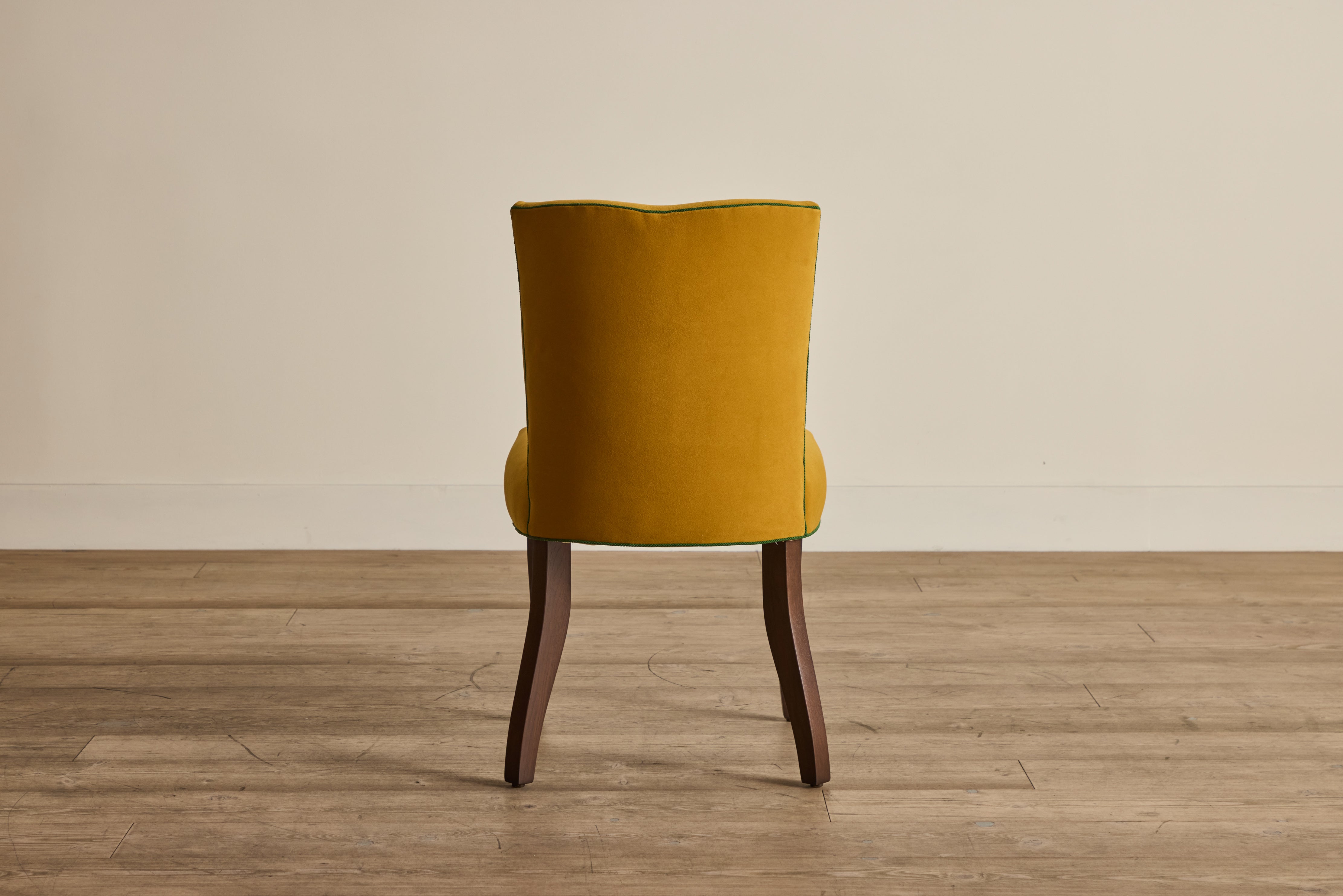 Shown in Customer's Own Material (Barker House, Velvet Ochre and Samuel & Sons, Saisons Cord in Basil) And Saddle