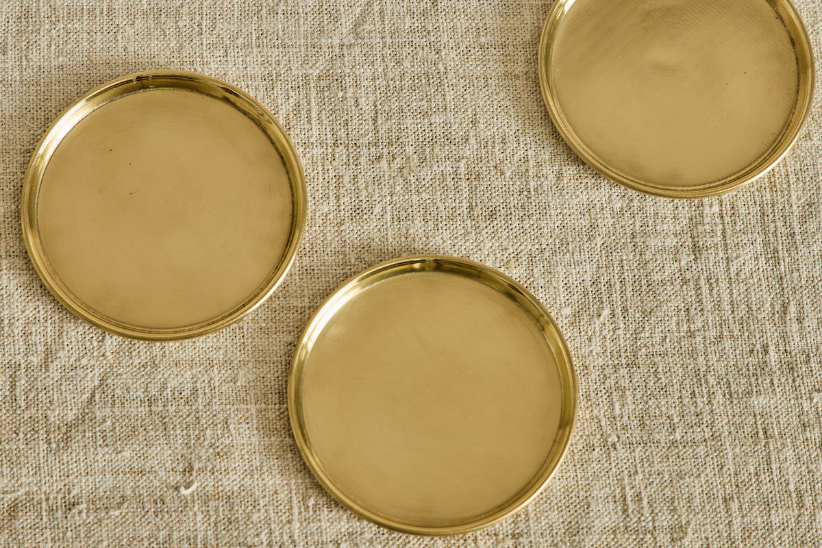 Unlacquered Brass Coasters, Set of 4