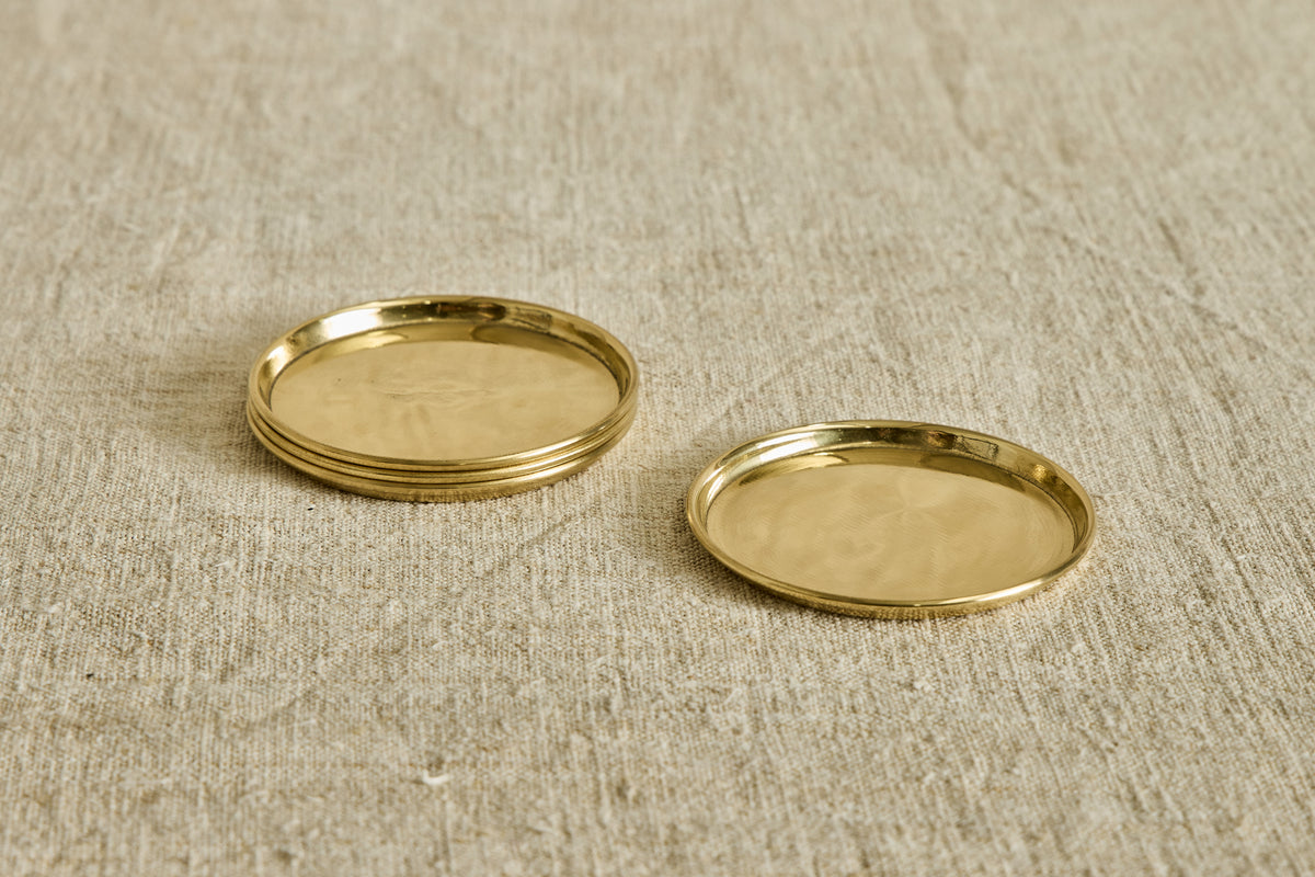Unlacquered Brass Coasters, Set of 4