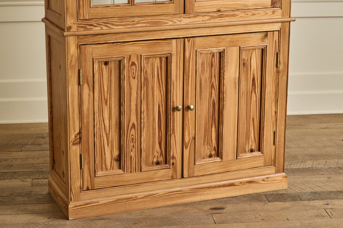 Belgian Pine Glass Door Cabinet
