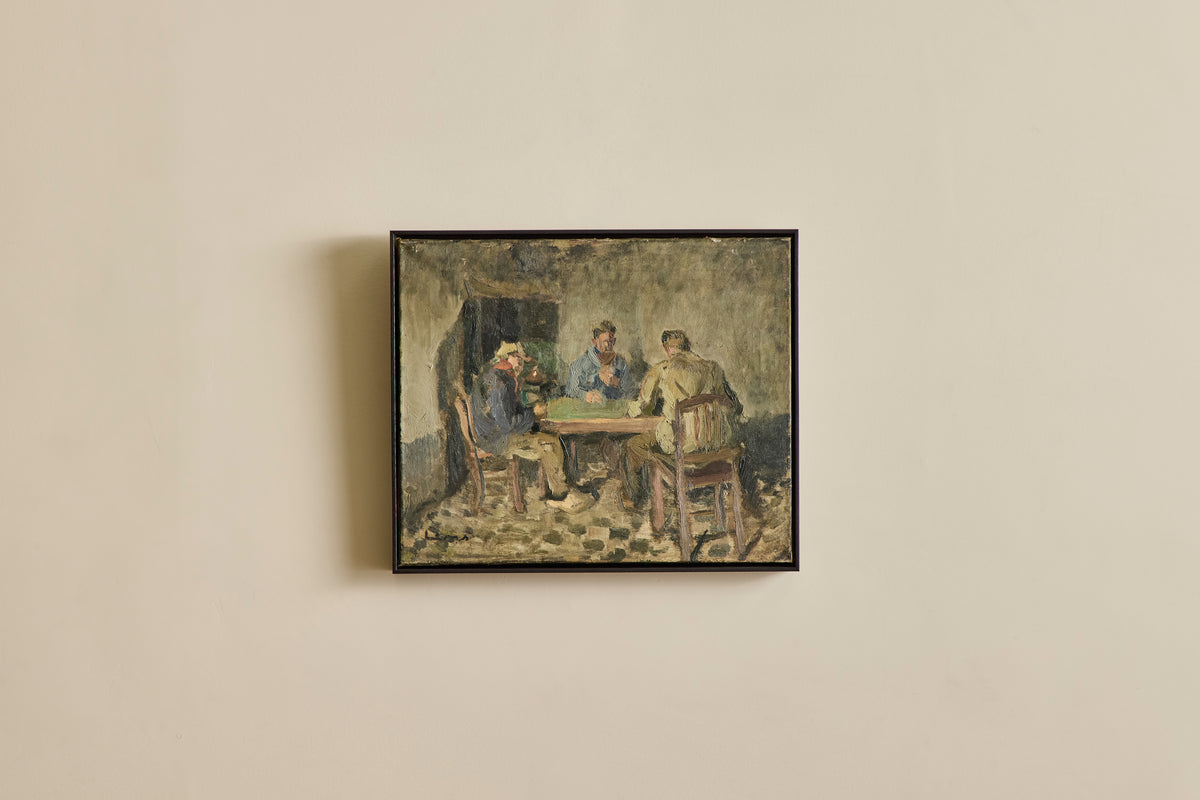 VTG CARD GAME OIL PAINTING