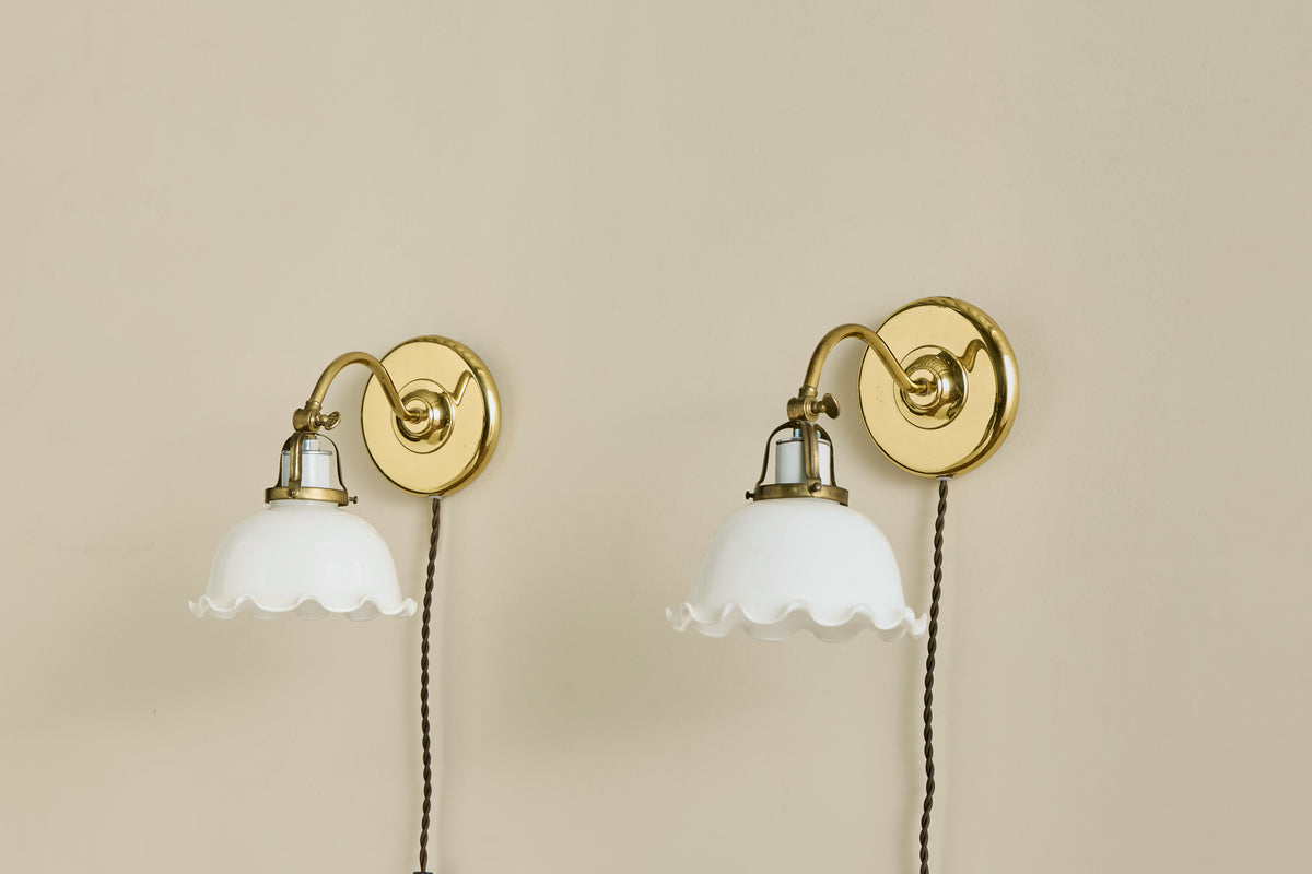 Pair of Ivars Glass & Brass Sconces