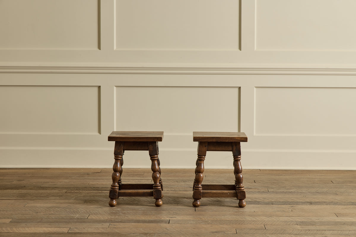 Pair of Turned Wood Stools
