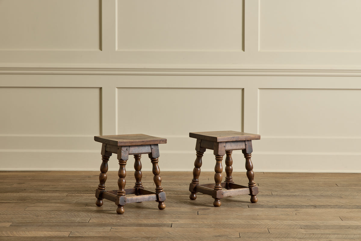 Pair of Turned Wood Stools