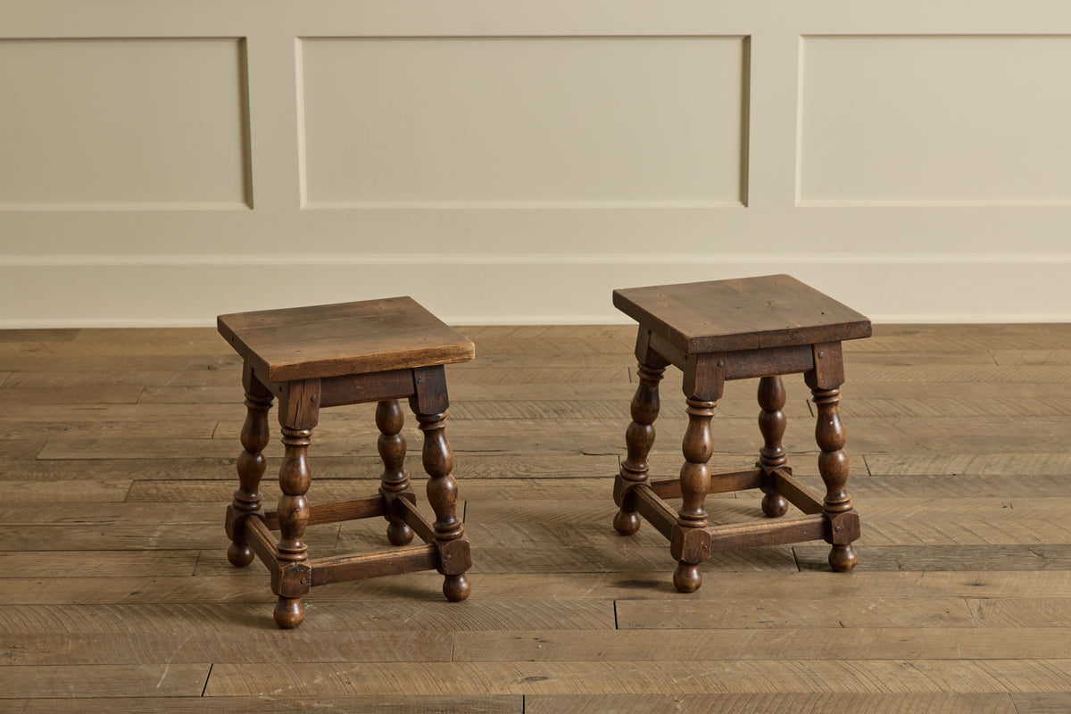 Pair of Turned Wood Stools