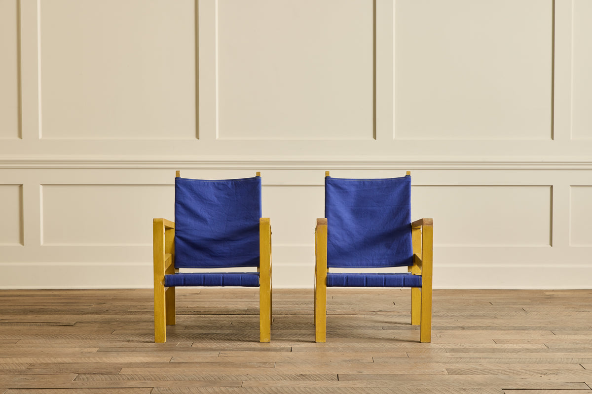 VTG PAIR OF YELLOW PAINTED SIDE CHAIRS