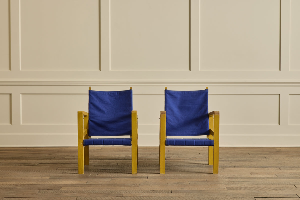 Pair. of Yellow Painted Lounge Chairs