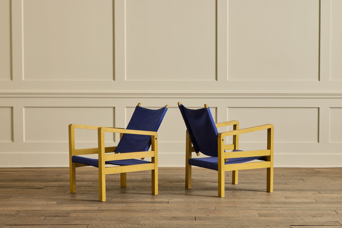 Pair. of Yellow Painted Lounge Chairs