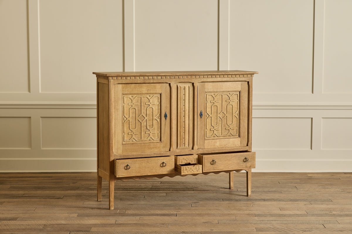 1960s Carved Oak Highboard