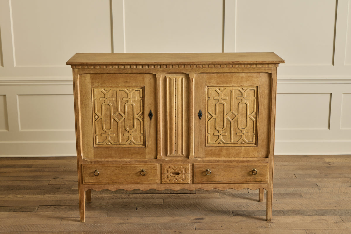 1960s Carved Oak Highboard