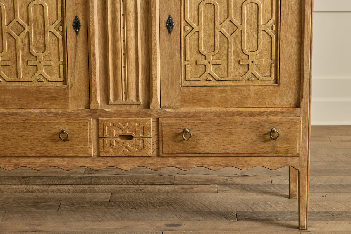 1960s Carved Oak Highboard