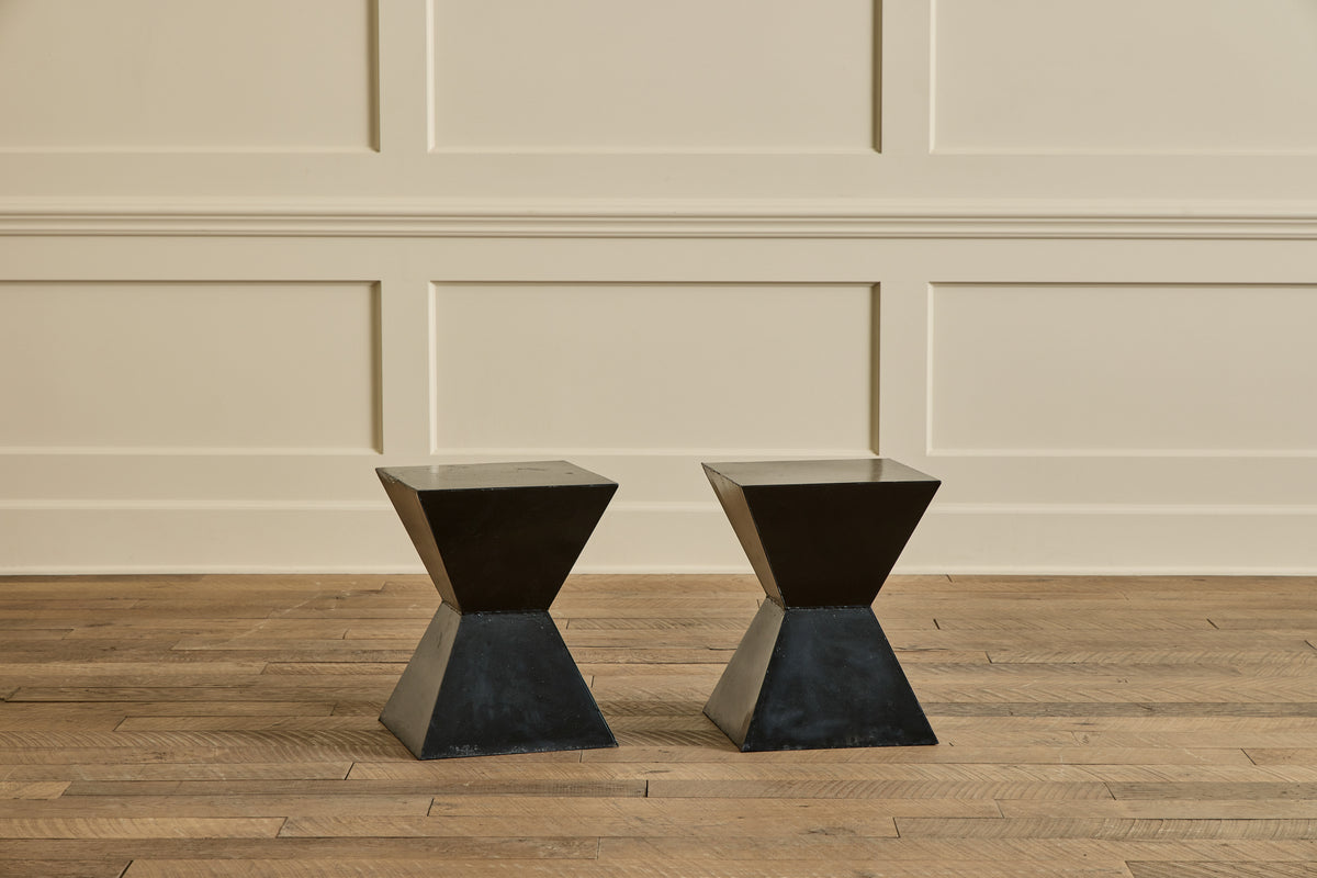 Pair of Black Geometric Side Tables