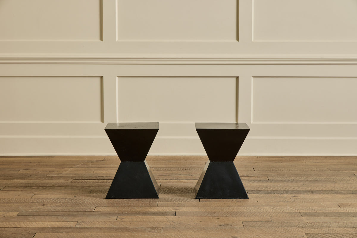 Pair of Black Geometric Side Tables