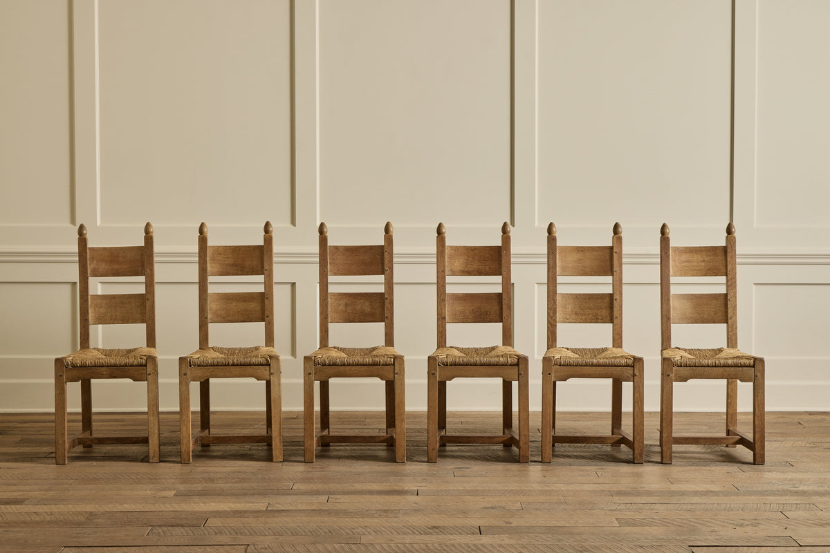 VTG SET OF 6 BELGIAN RUSH DINING CHAIRS
