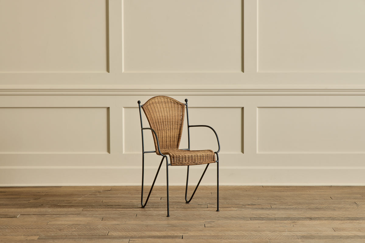 Set of 6 Iron & Wicker Chairs