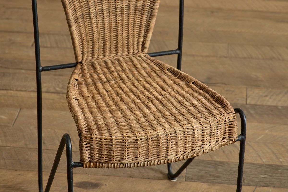 Set of 6 Iron & Wicker Chairs