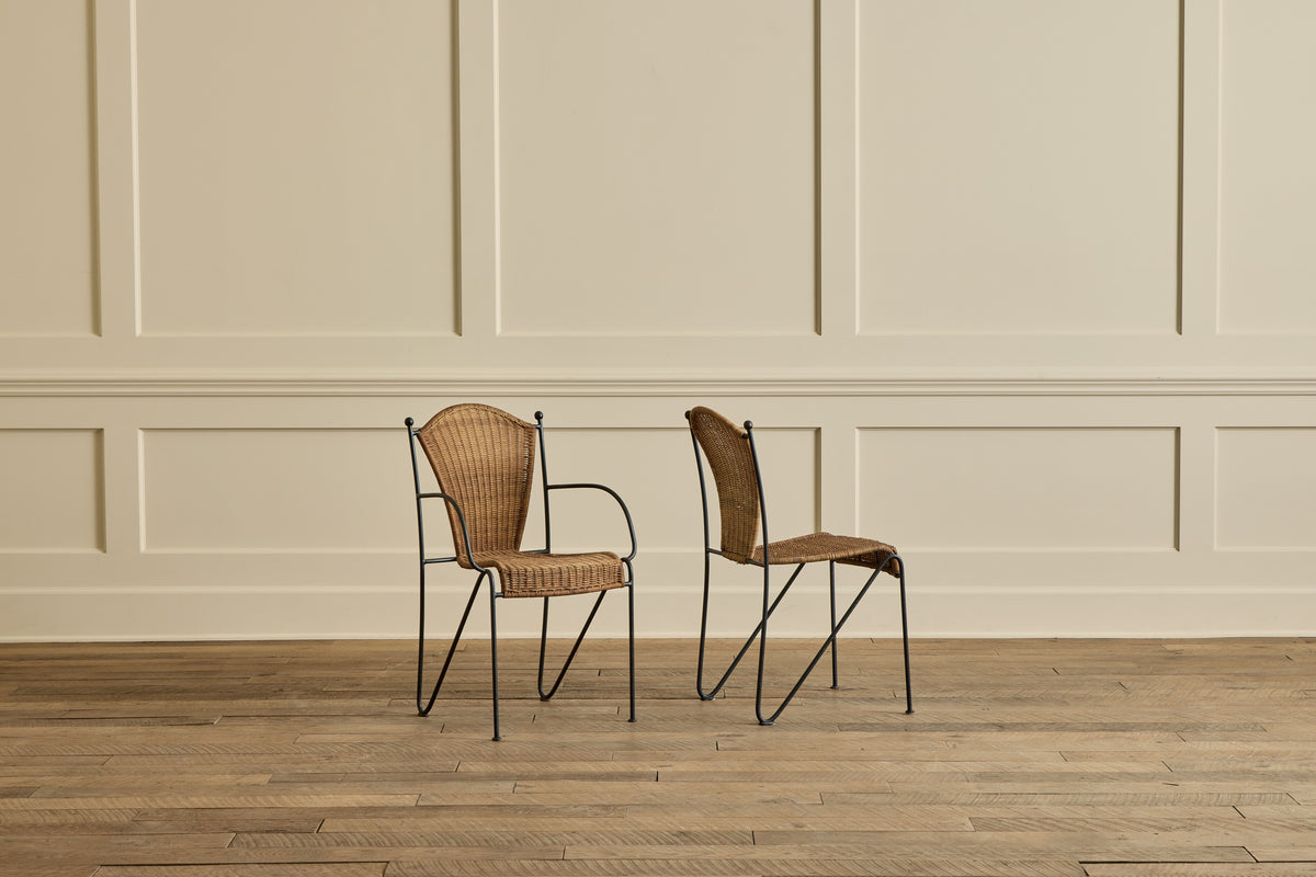 Set of 6 Iron & Wicker Chairs