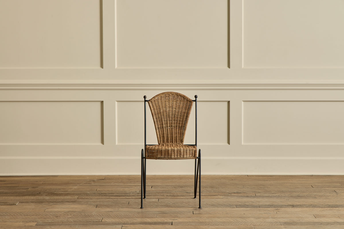 Set of 6 Iron & Wicker Chairs