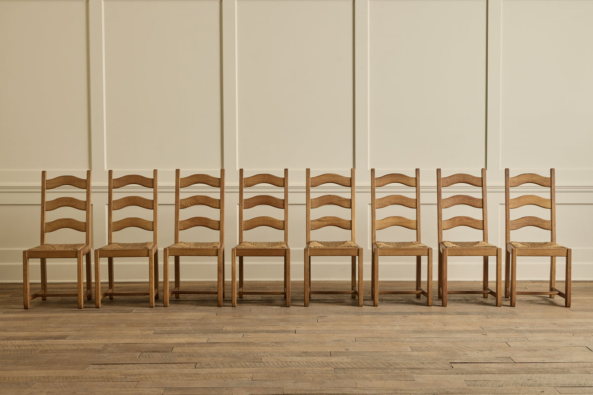 Set of 8 Ladder Back Rush Chairs