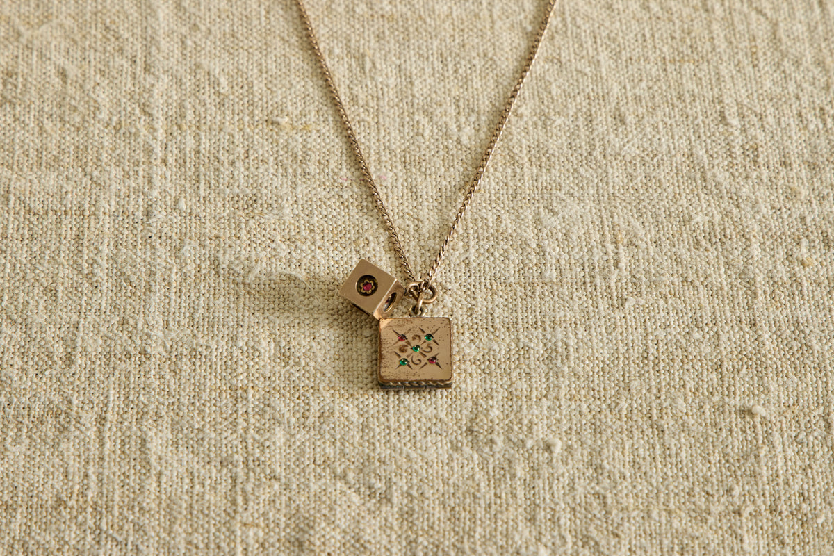 Late 19th Century Jeweled Locket and Cube