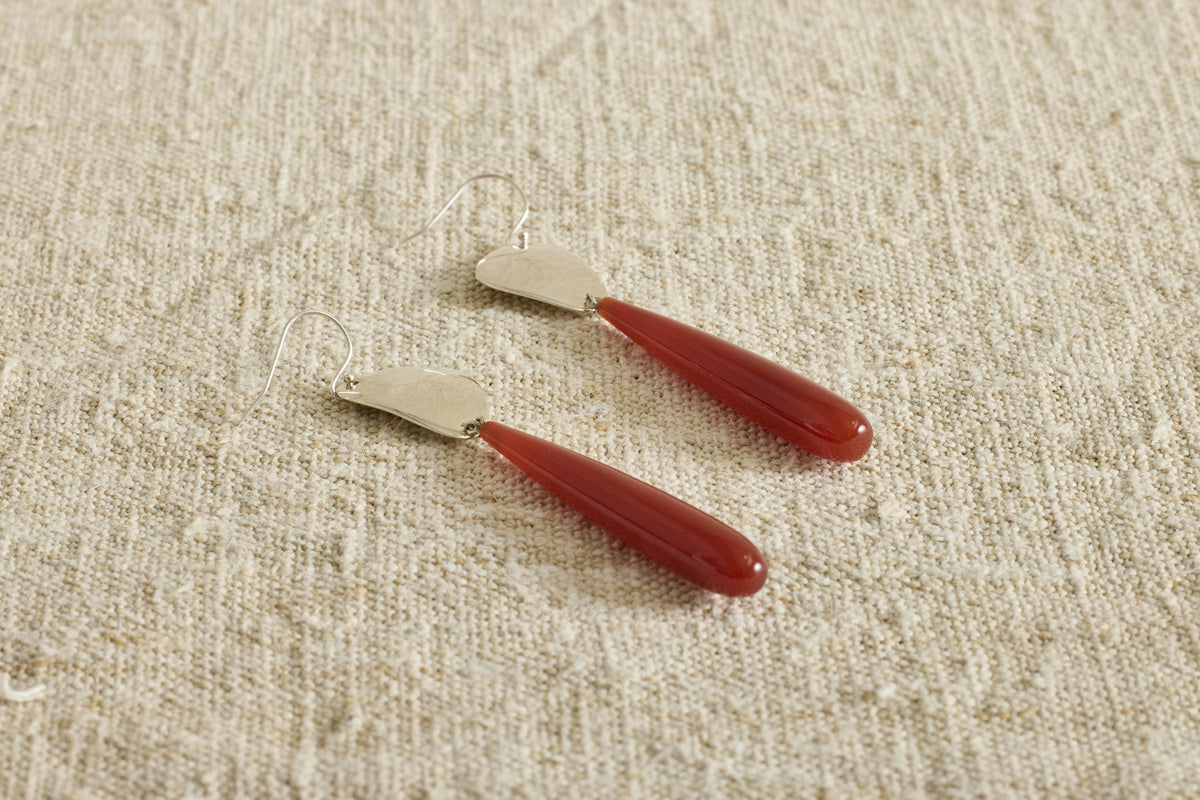 Carnelian and Stone Link Earrings