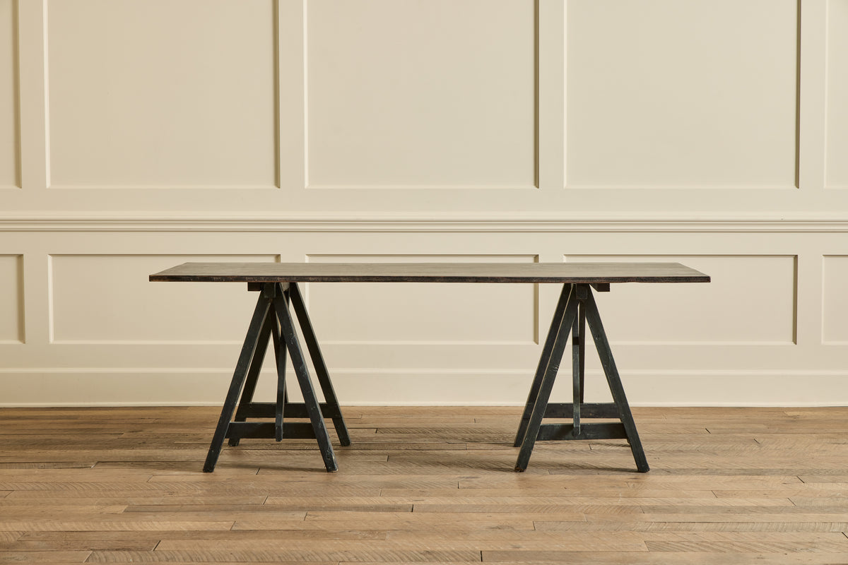 VTG BLACK OAK TRESTLE DESK