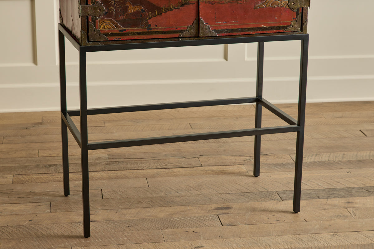 1950s Red Chinois Bar Cabinet