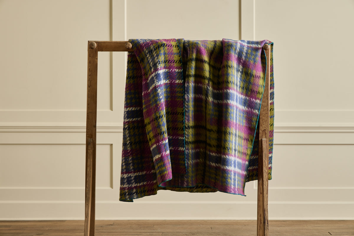 Italian Wool Throw in Tartan Peridot