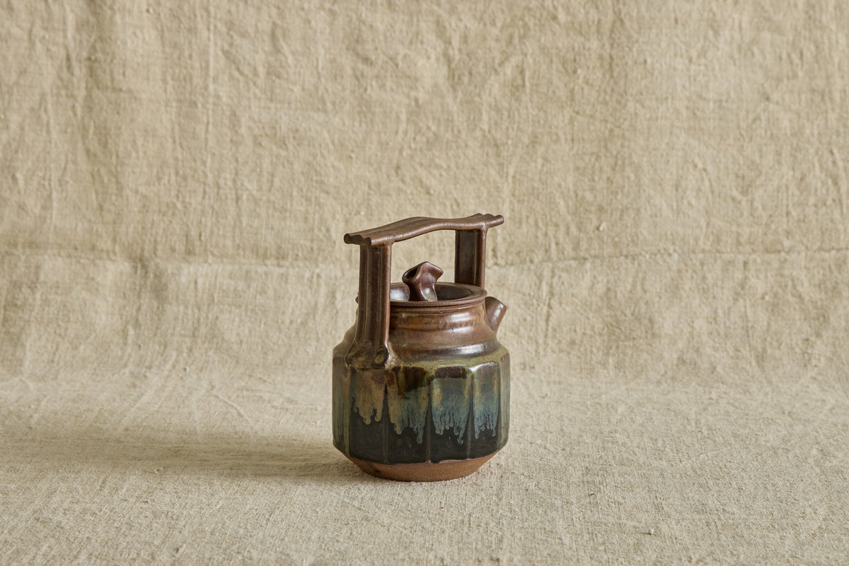 Brown & Blue Ceramic Teapot
