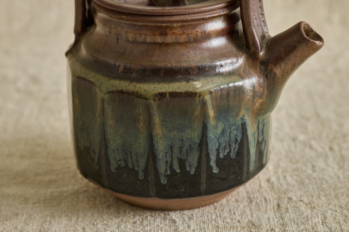 Brown & Blue Ceramic Teapot
