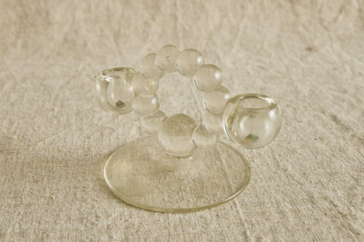 Pair of Beaded Glass Candle Holders