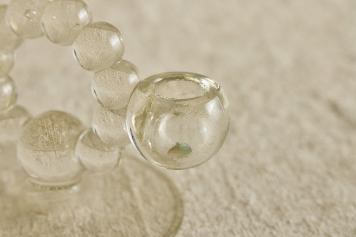 Pair of Beaded Glass Candle Holders