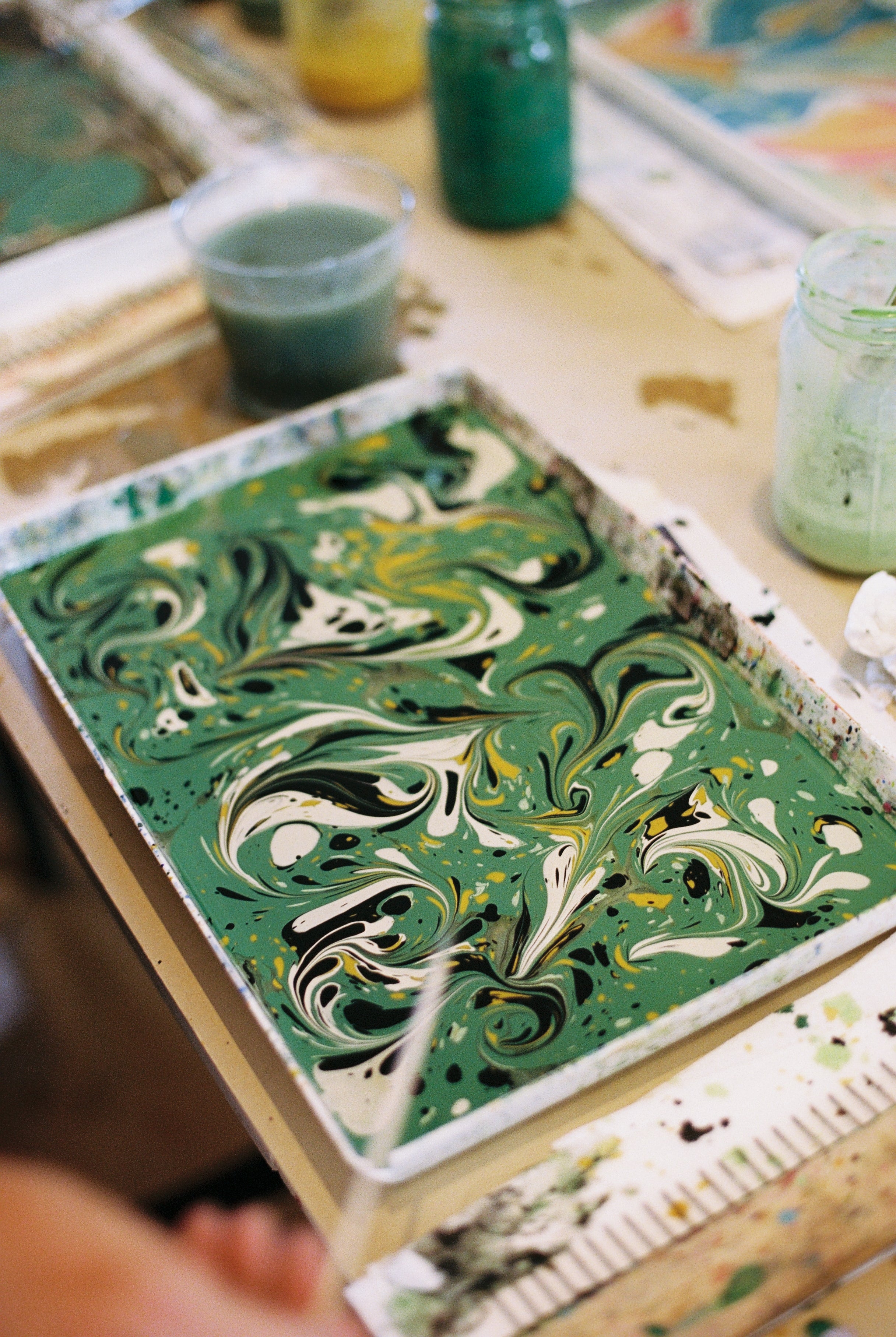 Linen Napkin Marbling Workshop