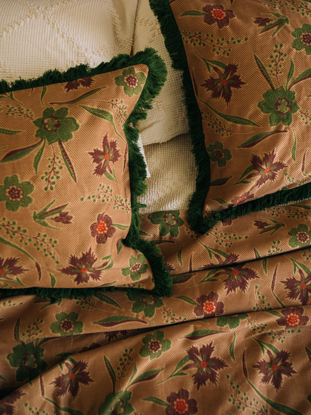 Aster Jacquard Shams with Fringe in Vert
