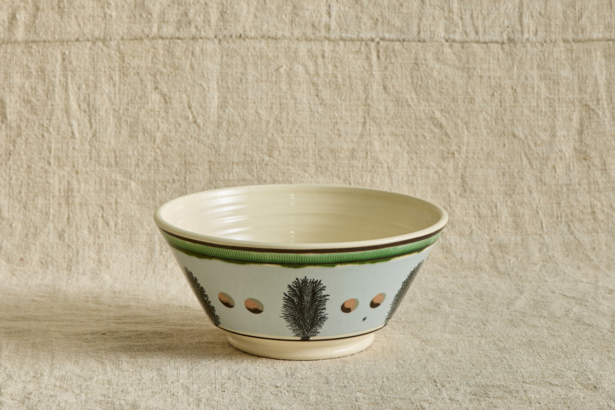 Large Mochaware Serving Bowl in Sky Blue Dendritic