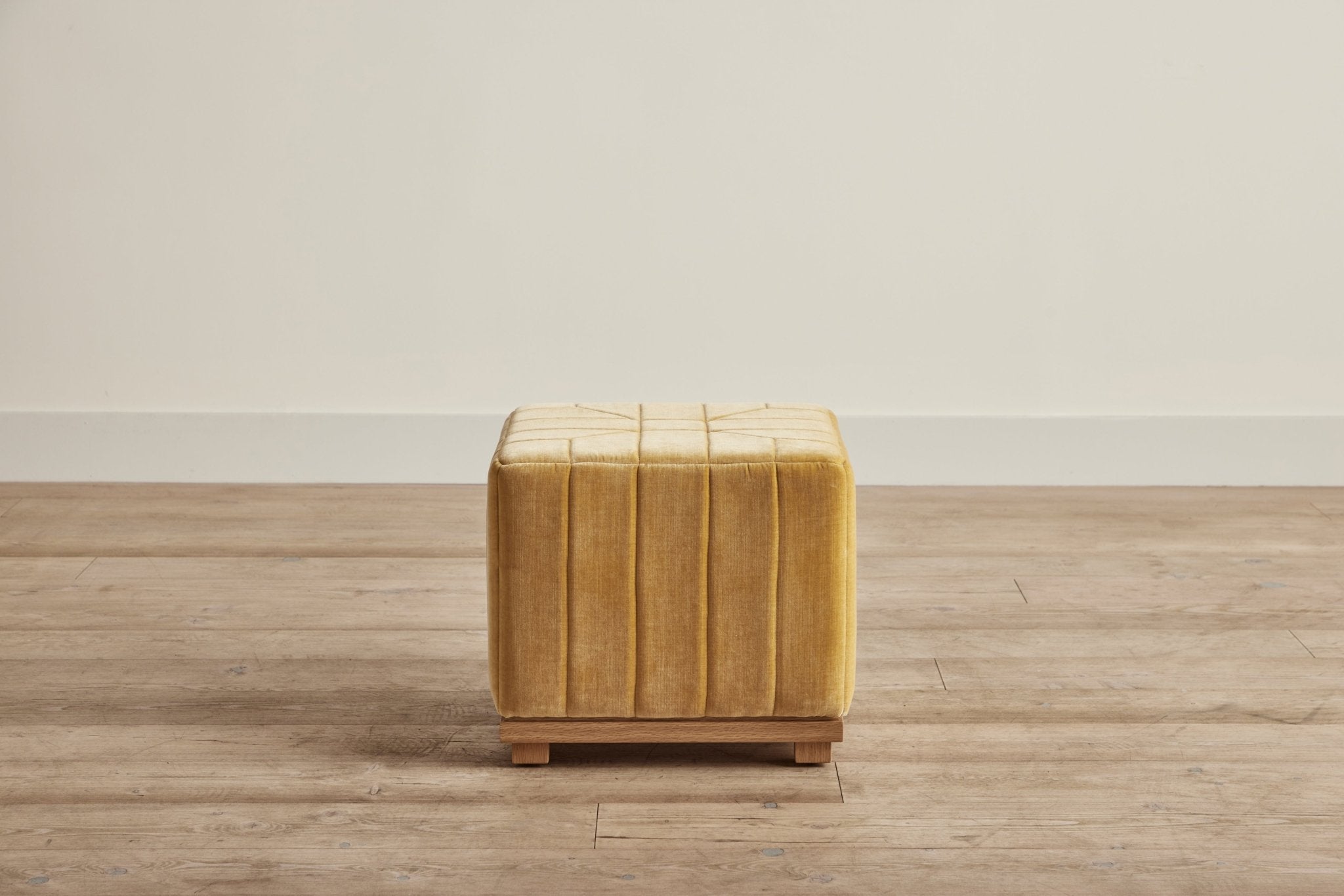 Shown in Customer's Own Material (George Spencer Mustard Velvet) And Natural Oak