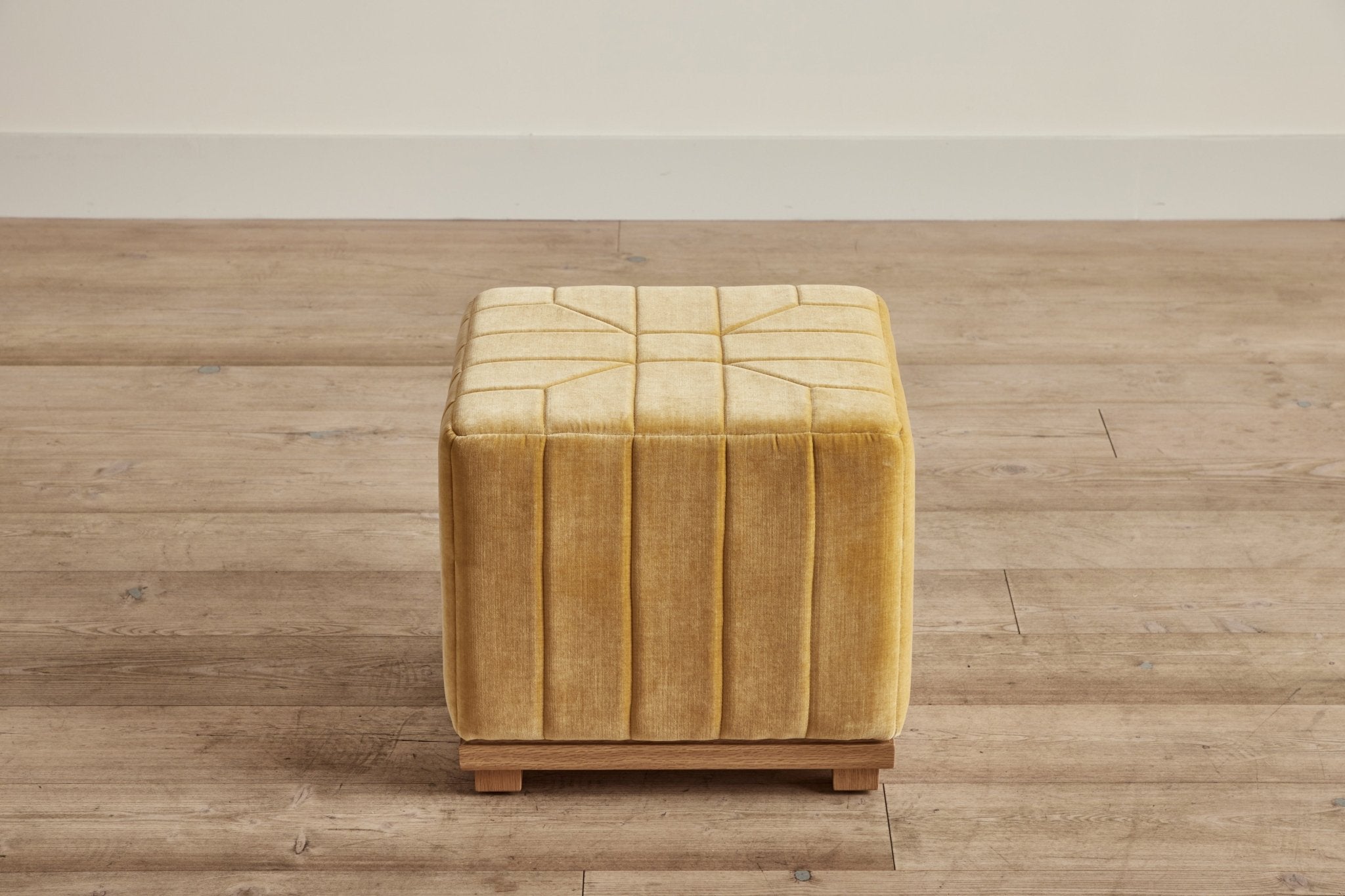 Shown in Customer's Own Material (George Spencer Mustard Velvet) And Natural Oak
