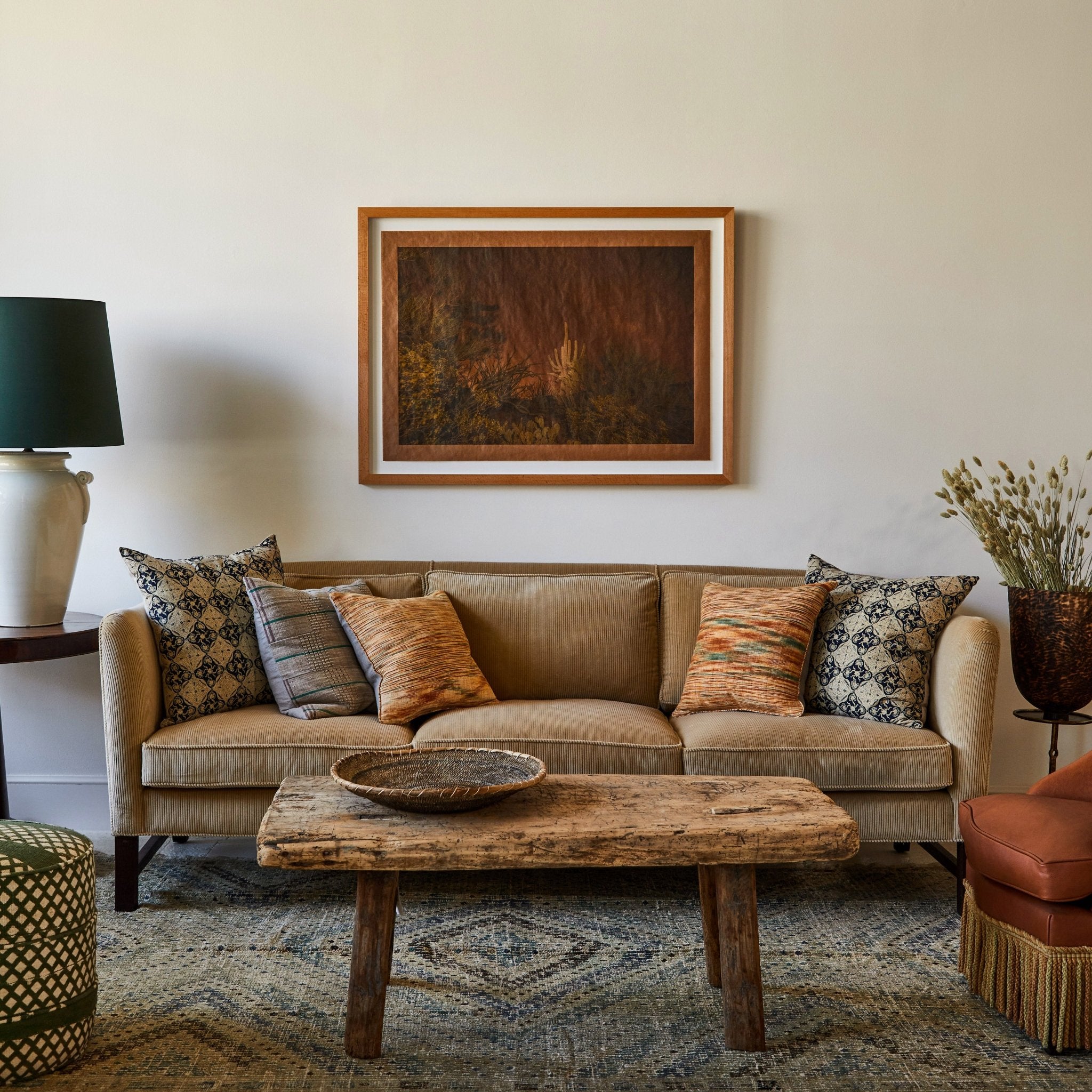 Shown in Customer's Own Material (Holland & Sherry Fustian Camel) and Dark Oak