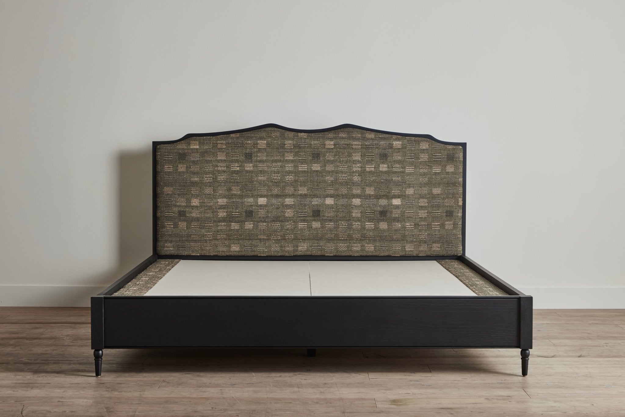 Shown in Ebony and Pat McGann Fabric (Neeru Kumar/ Window Weave/ Zinc) in Eastern King