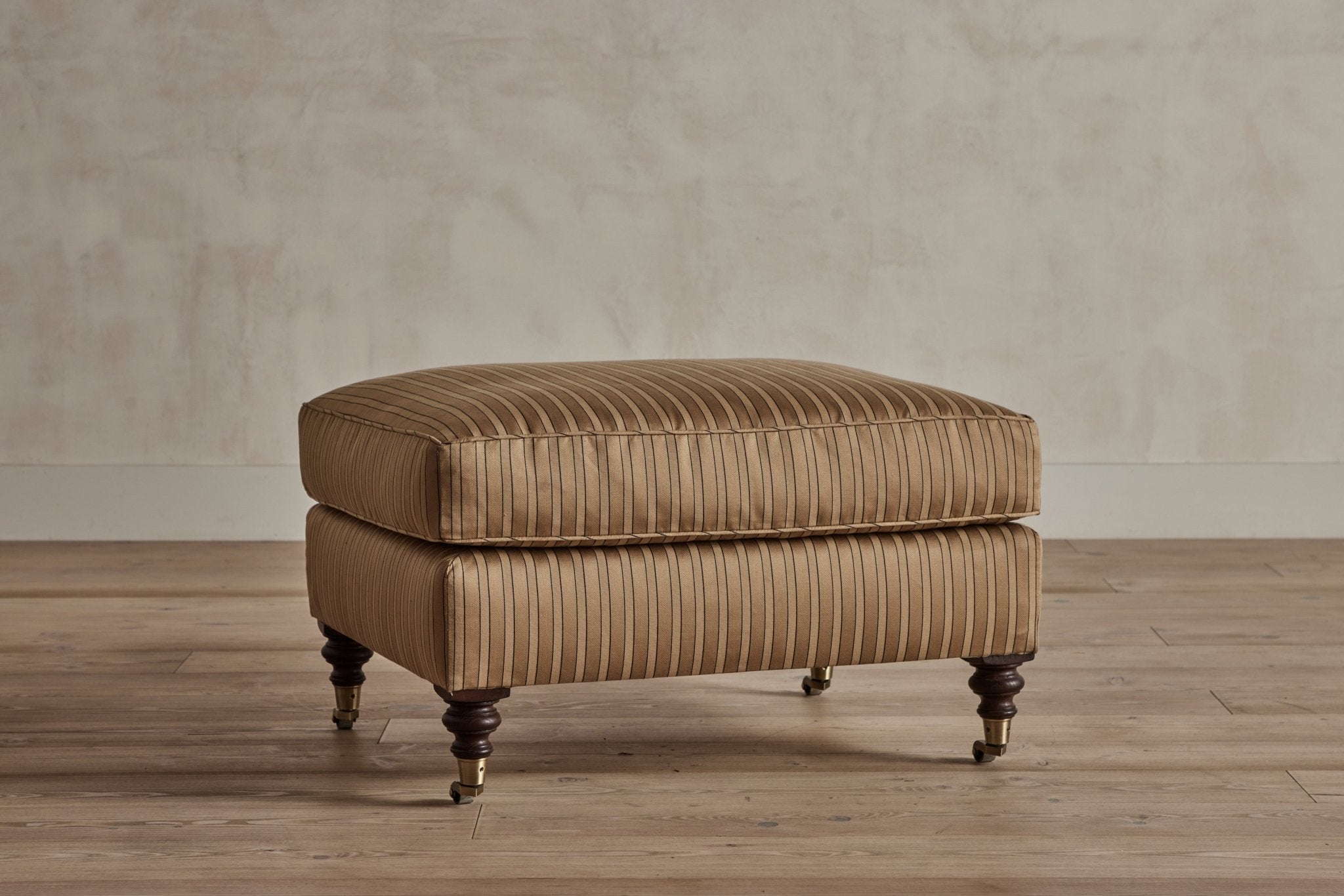 Shown in Howe Satin Stripe and Dark Oak