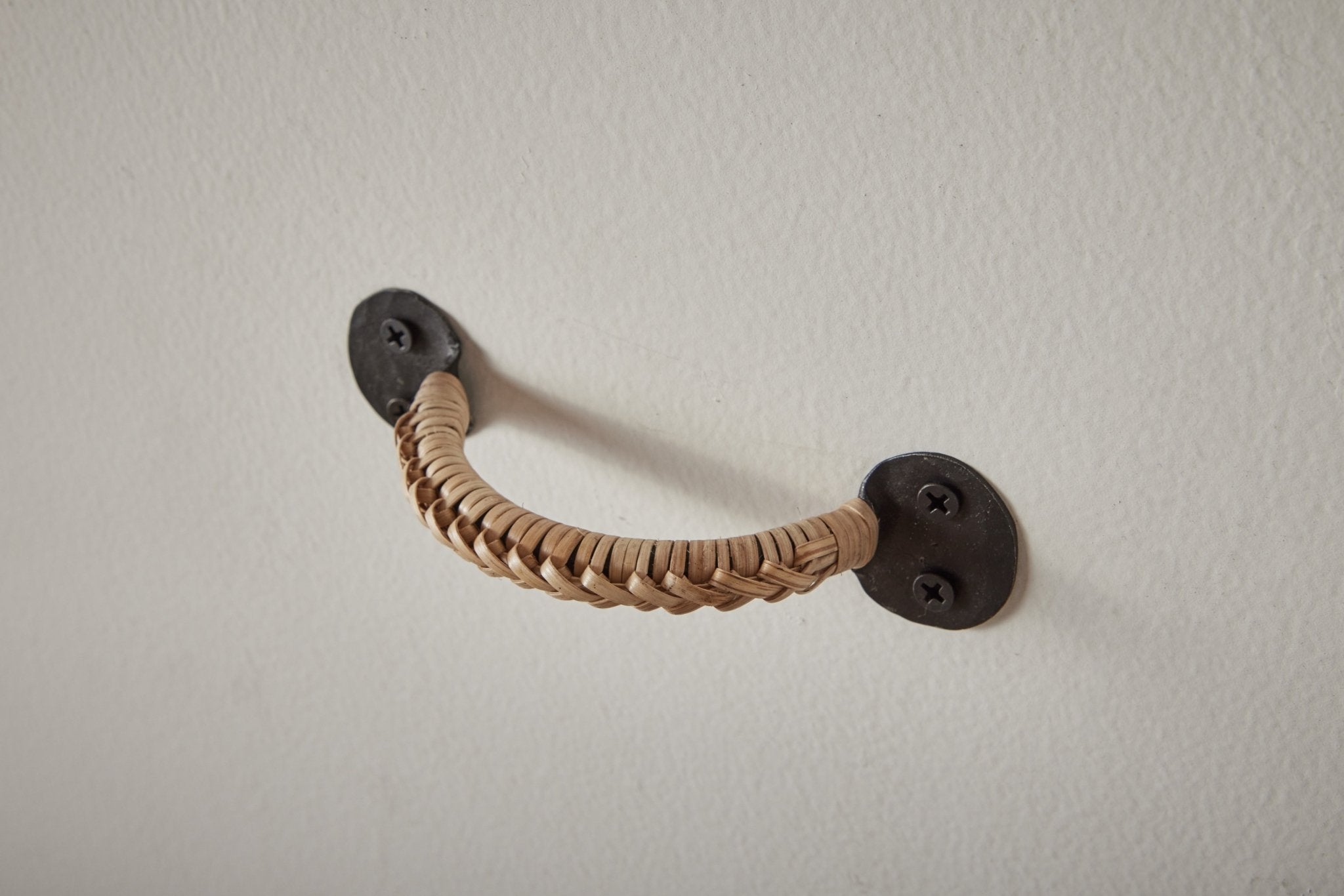 Nickey Kehoe Forged Iron Drawer Pull with Braided Bamboo - Nickey Kehoe