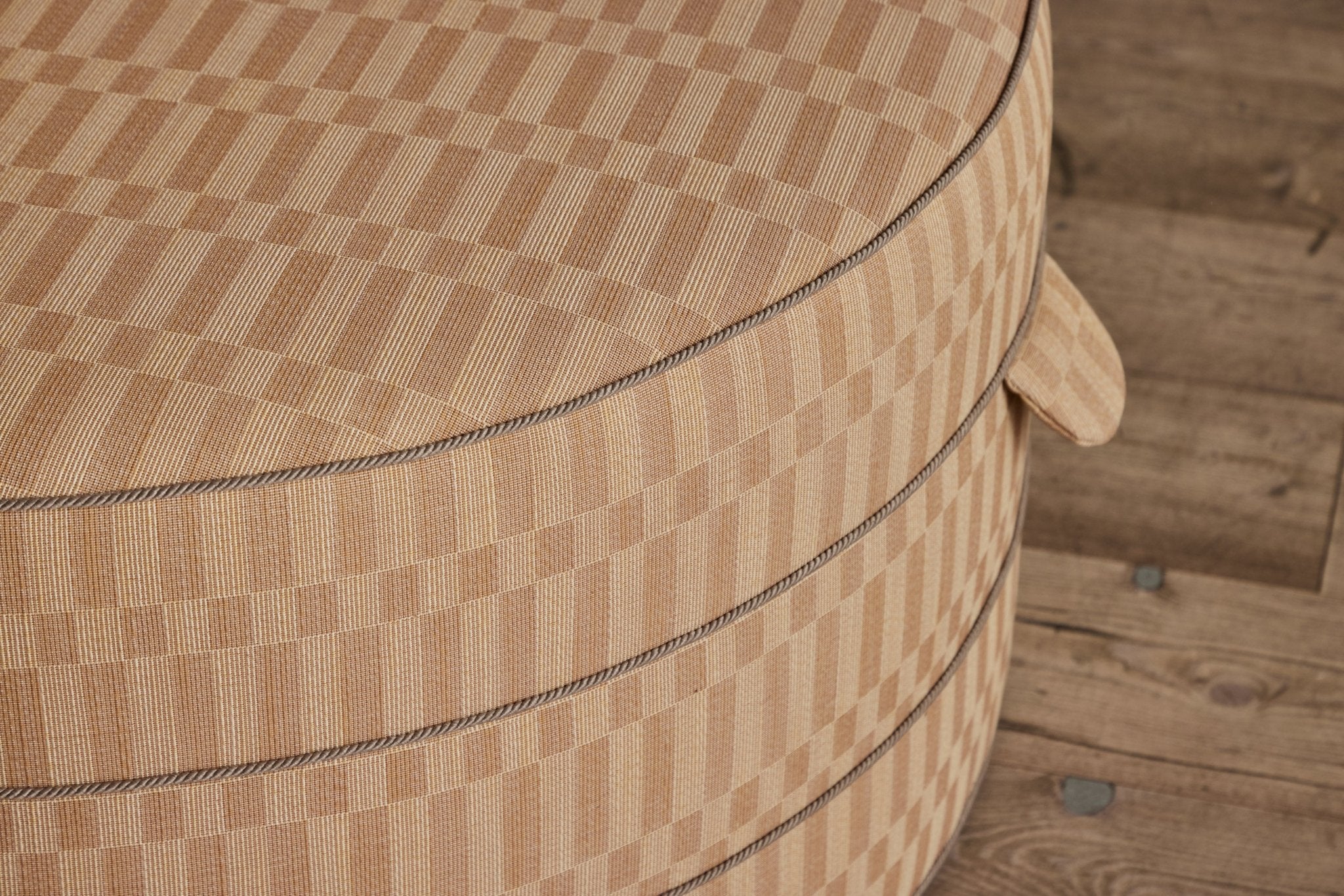 Shown in Large (36 in.) in Customer’s Own Material (Perennials Foxglove Lane in Apricot with Samuel & Son’s 1/8” Saison Cord Trim)