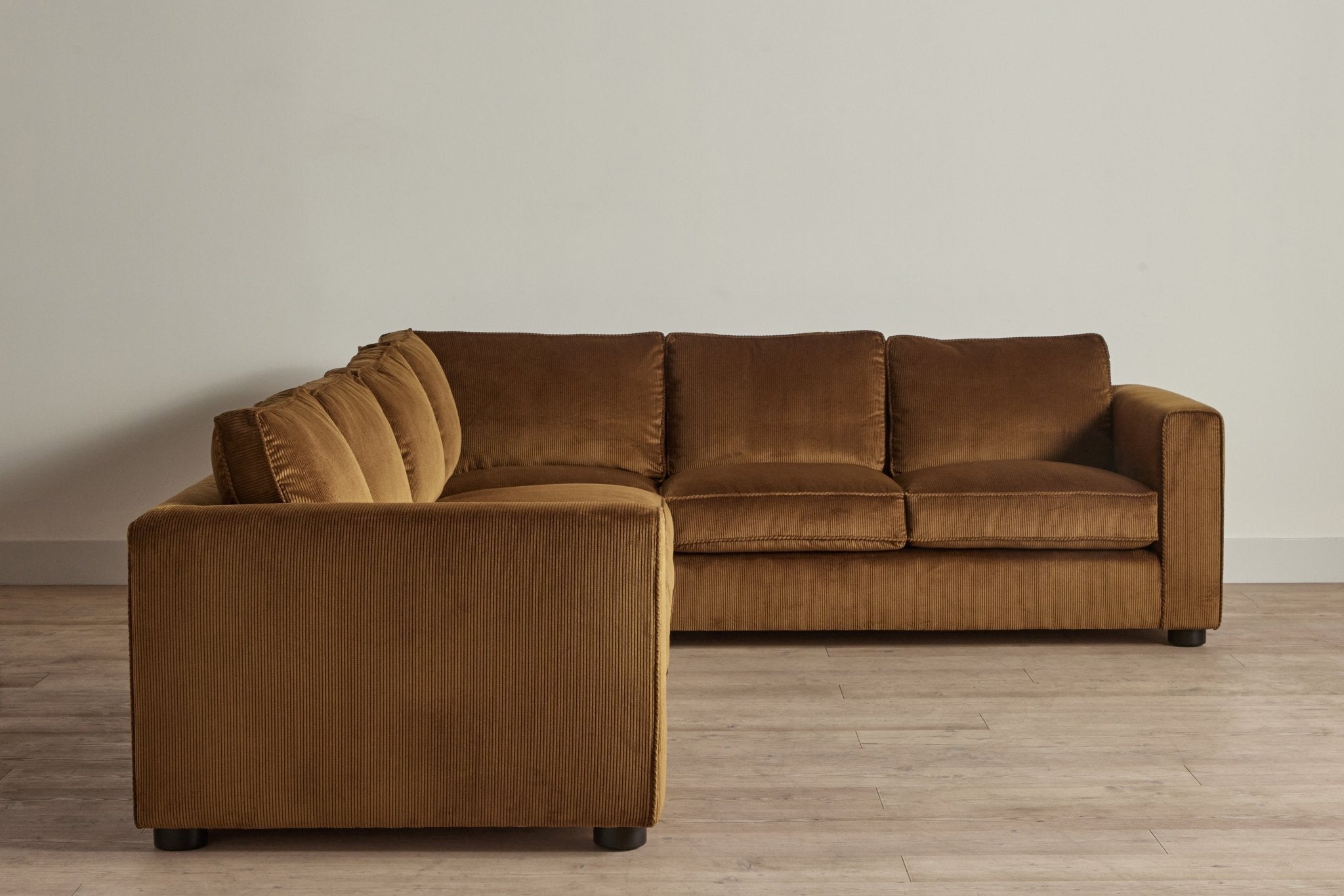 Shown in Nickey Kehoe Holland & Sherry Tempo Bronze Corduroy and Dark Oak, right-facing