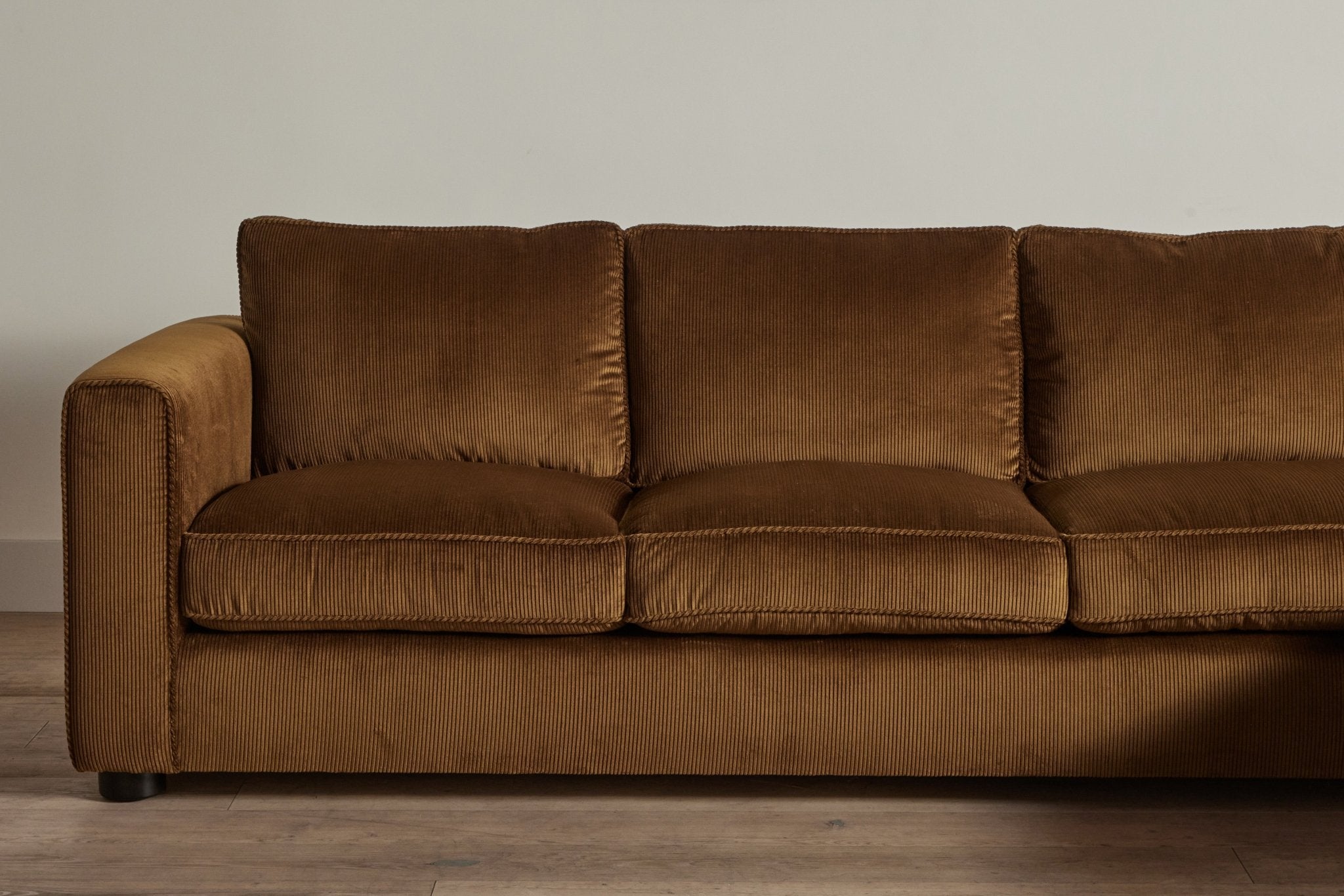 Shown in Nickey Kehoe Holland & Sherry Tempo Bronze Corduroy and Dark Oak, right-facing