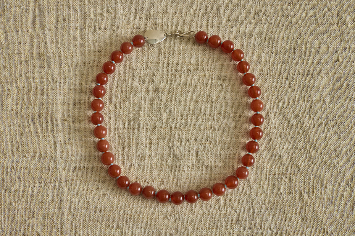 Carnelian & Silver Stone Link Necklace