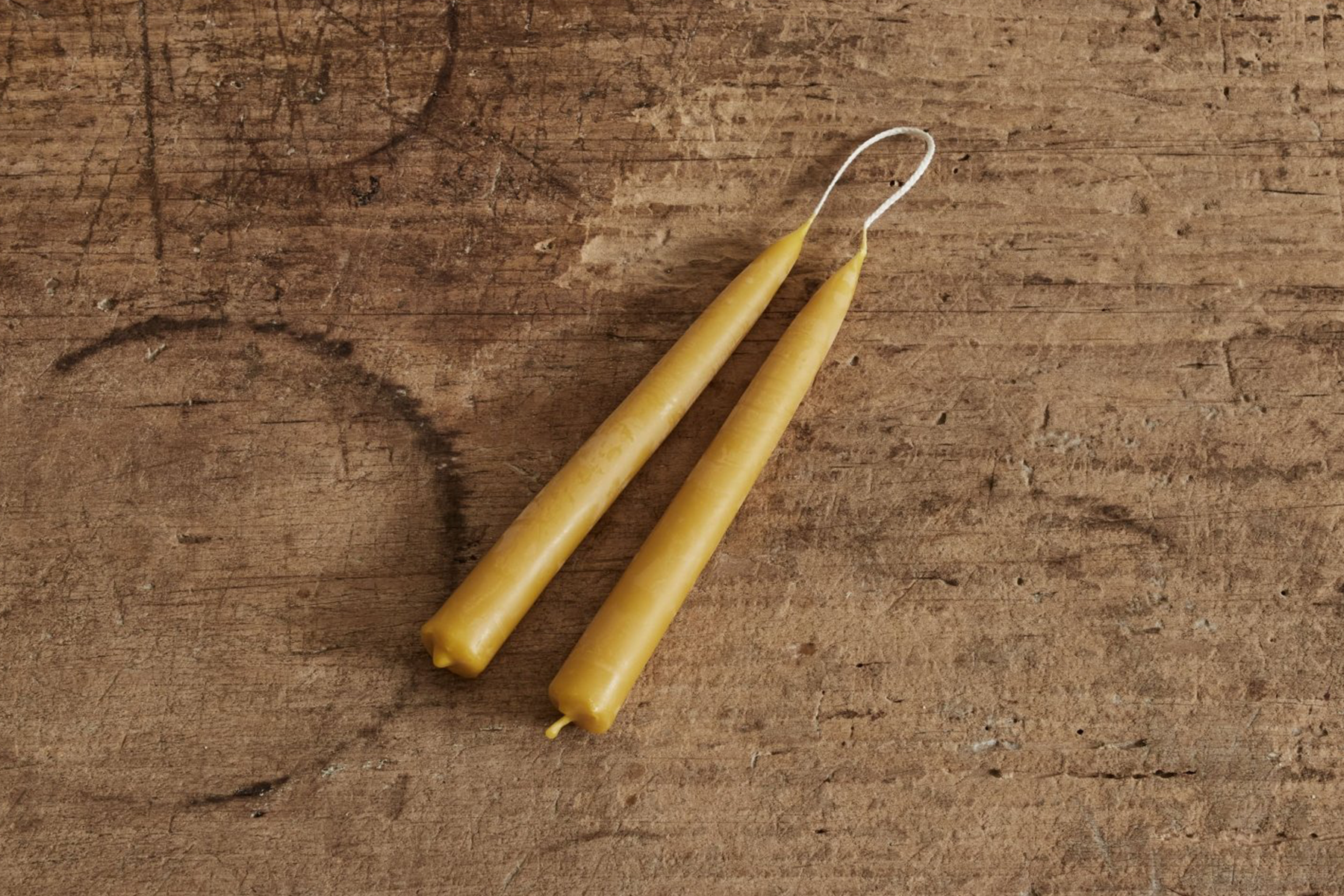 Pair of Beeswax Taper Candles 7"