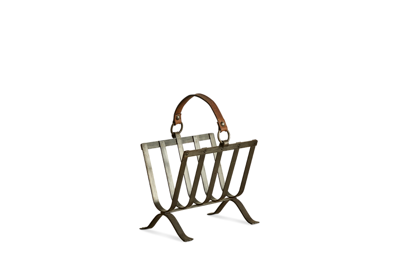 Iron & Leather Magazine Rack (LA)